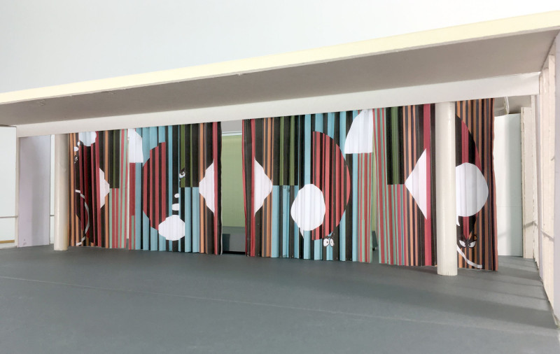 Model of a public art installation in the form of a curtain installation