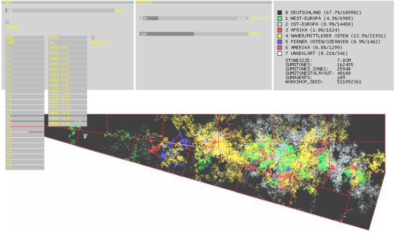 Computersimulation der Aufteilung, die zeigt, woher die Neuköllner Bewohner kommen